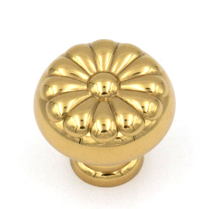 Belwith Keeler Sechel 1 1/4" Polished Brass Round Ribbed Solid Brass Cabinet Knob A16