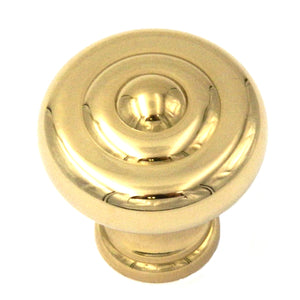 20 Pack Belwith Keeler Sechel 1 1/4" Polished Brass Round Solid Brass Cabinet Knob A3