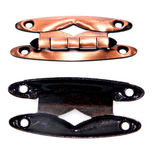 Pair Amerock Satin Copper, Black Trim Flush Surface Cabinet Hinges A3040