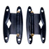 Pair Amerock Ebony Black, Brass Trim 3/8" Offset Surface Cabinet Hinges A3042