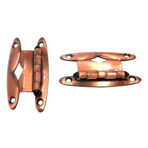 Pair Amerock Satin Copper, Black Trim 3/8" Offset Surface Cabinet Hinges A3042-E