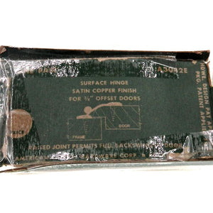 Pair Amerock Satin Copper, Black Trim 3/8" Offset Surface Cabinet Hinges A3042-E