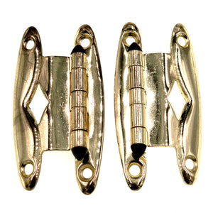 Pair Amerock Polished Brass, Black Trim 3/8" Offset Surface Cabinet Hinges A3042