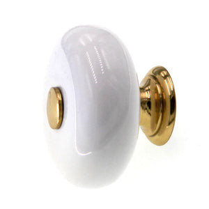 Belwith Keeler Betsy Ross Solid Brass With White 1 1/2" Cabinet Knob A40-PB