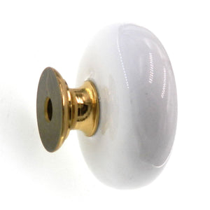 Belwith Keeler Betsy Ross Solid Brass With White 1 1/2" Cabinet Knob A40-PB