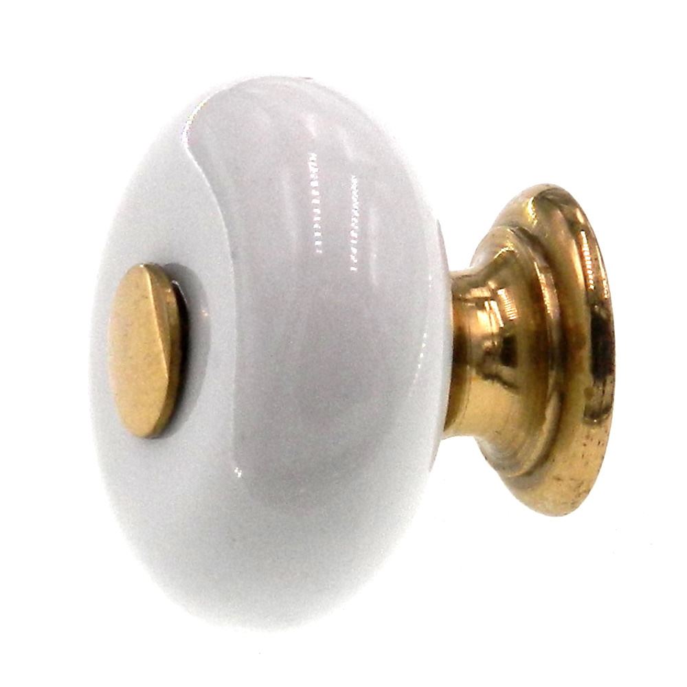 Belwith Keeler Betsy Ross Solid Brass With White 1 1/4" Cabinet Knob A41-PB