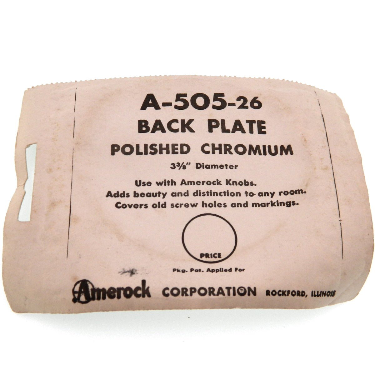 Vintage Amerock Contemporary Polished Chromium 3 3/8" Knob Backplate A505-26