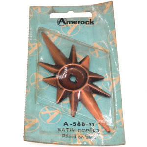 Vintage Amerock Catalina A588-41 Satin Copper Star Cabinet Knob Backplate