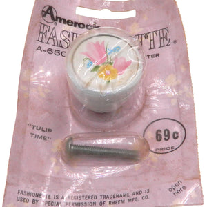 Vintage Amerock Fashionette Floral Tulip Time 1 1/4" Round Cabinet Knob A650-TT