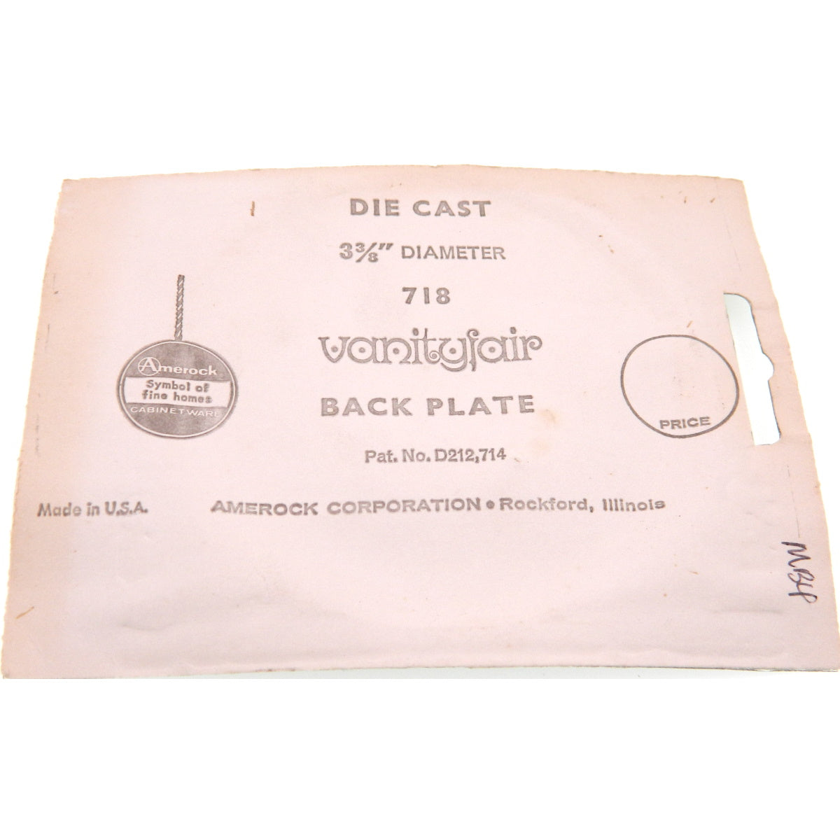 Vintage Amerock Vanityfair Period Silver 3 3/8" Cabinet Knob Backplate A718-11