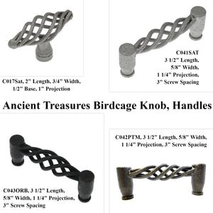 10 Pack of Ancient Treasures Rustic Hammered C042PTM Platinum 3"cc Birdcage Pull