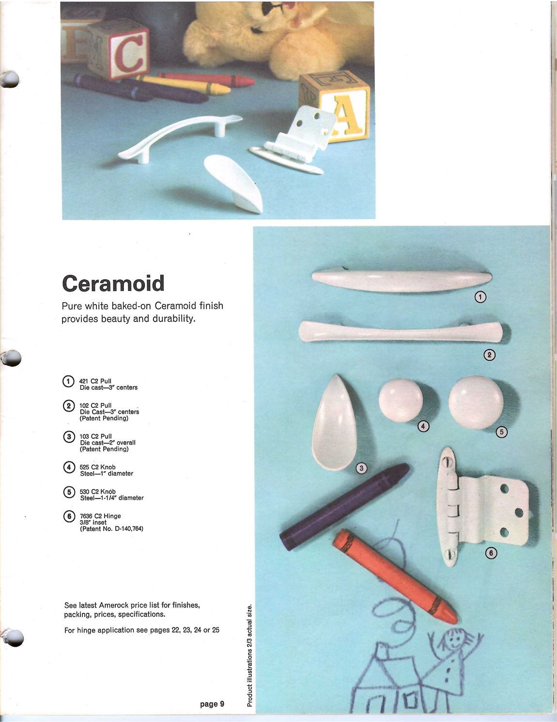 Vintage Amerock Ceramoid Ceramoid White 1" Round Cabinet Knob BP525-C2