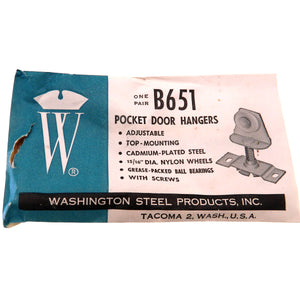 Pair Vintage Washington Steel Adjustable Pocket Door Hangers 15/16" Wheels B651