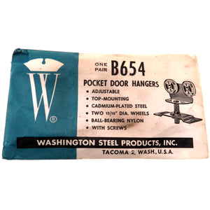 Pair Vintage Washington Steel Adjustable Pocket Door Hangers 15/16" Wheels B654