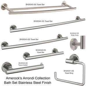 Amerock Arrondi 7-Piece Bath Accessory Set Stainless Steel Towel Bars Ring TP Holder Hook 