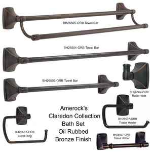 Amerock Claredon 7-Piece Bath Accessory Set Oil-Rubbed Bronze Towel Bars Ring TP Holders Hook 