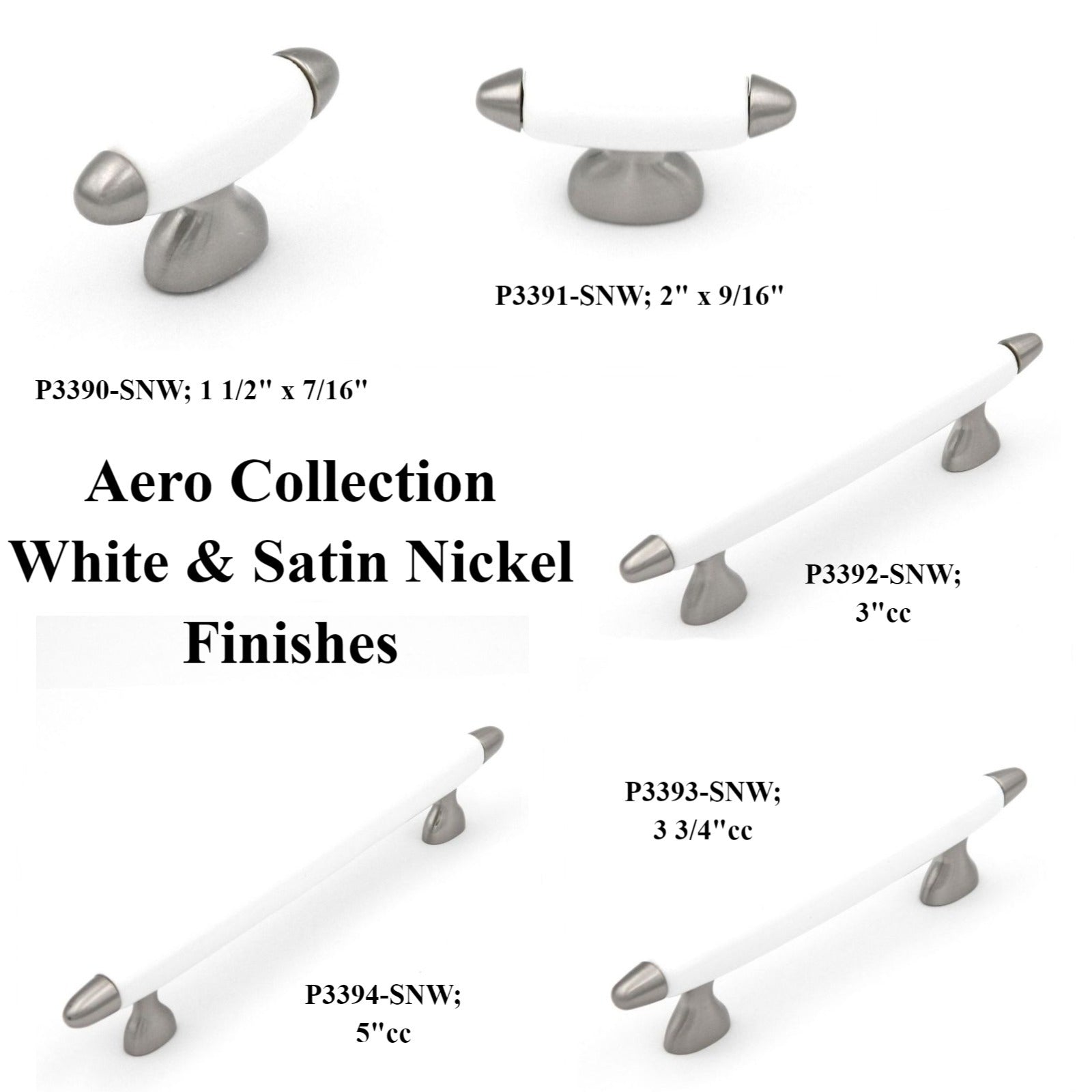Hickory Hardware Aero 1 1/2" Satin Nickel and White Oval Cabinet Knob P3390-SNW