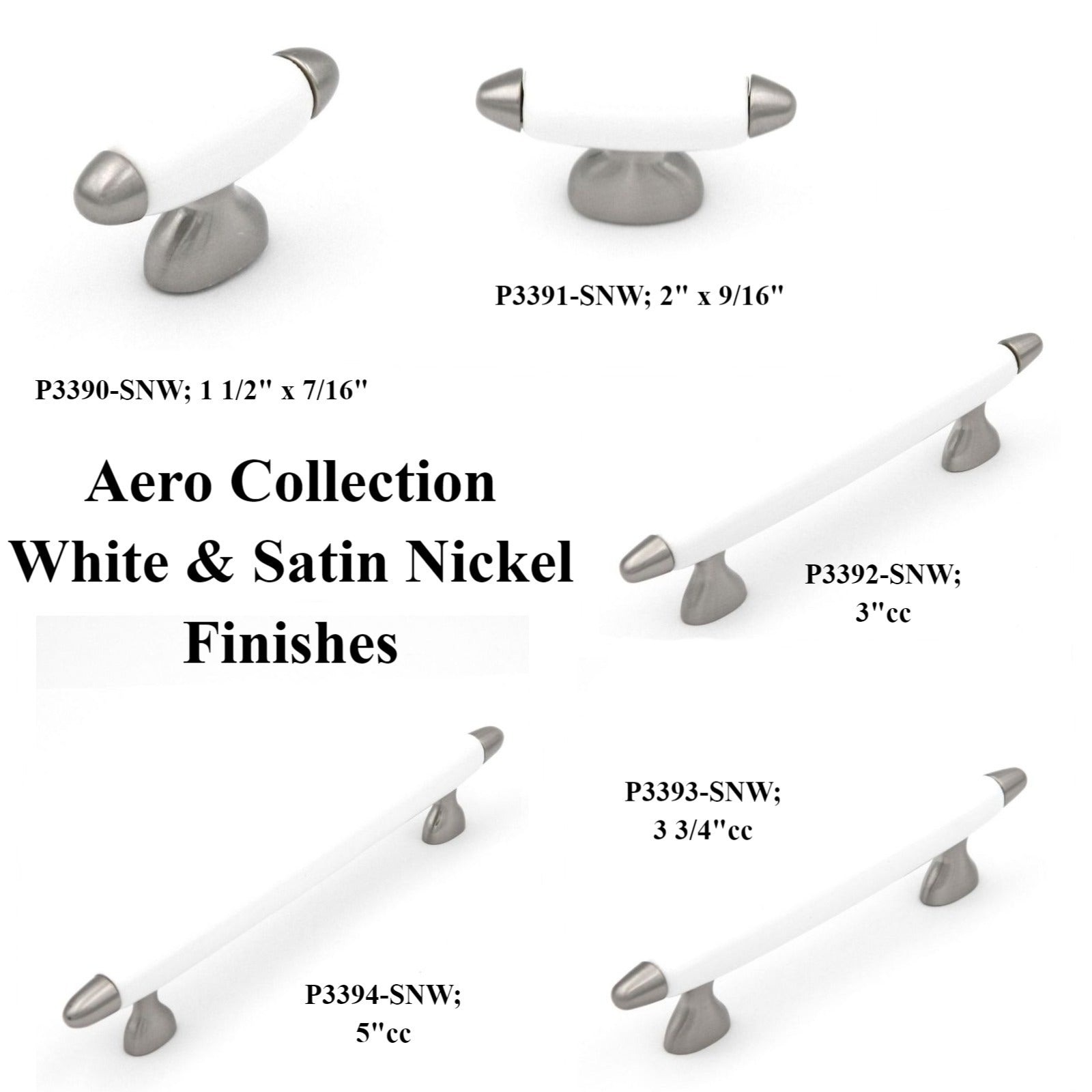 Hickory Hardware Aero 2" Satin Nickel and White Rectangle Cabinet Knob P3391-SNW