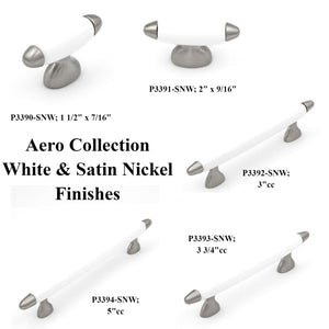 10 Pack Hickory Hardware Aero Satin Nickel, White 1 1/2" Cabinet Knob P3390-SNW