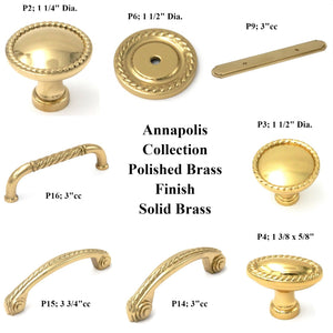 Keeler Annapolis Polished Brass Round 1 1/2" Solid Brass Cabinet Knob P3