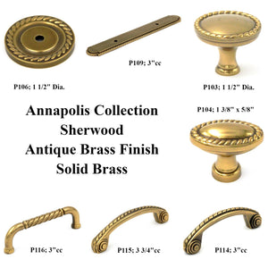 Hickory Hardware Annapolis Sherwood Antique Brass Cabinet  3 3/4" (96mm)cc Handle Pull P115