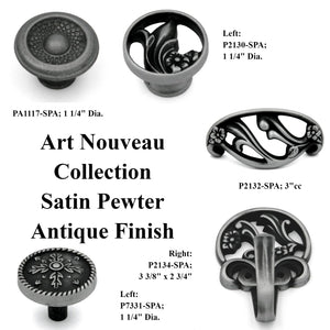 Hickory Hardware Satin Pewter Antique Cabinet or Furniture Drawer  3"cc Cup Pull P2132-SPA