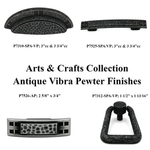 Hickory Hardware Arts &amp; Crafts Pewter 3", 3 3/4" (96 mm) cc Tirador de taza P7310-SPA-VP