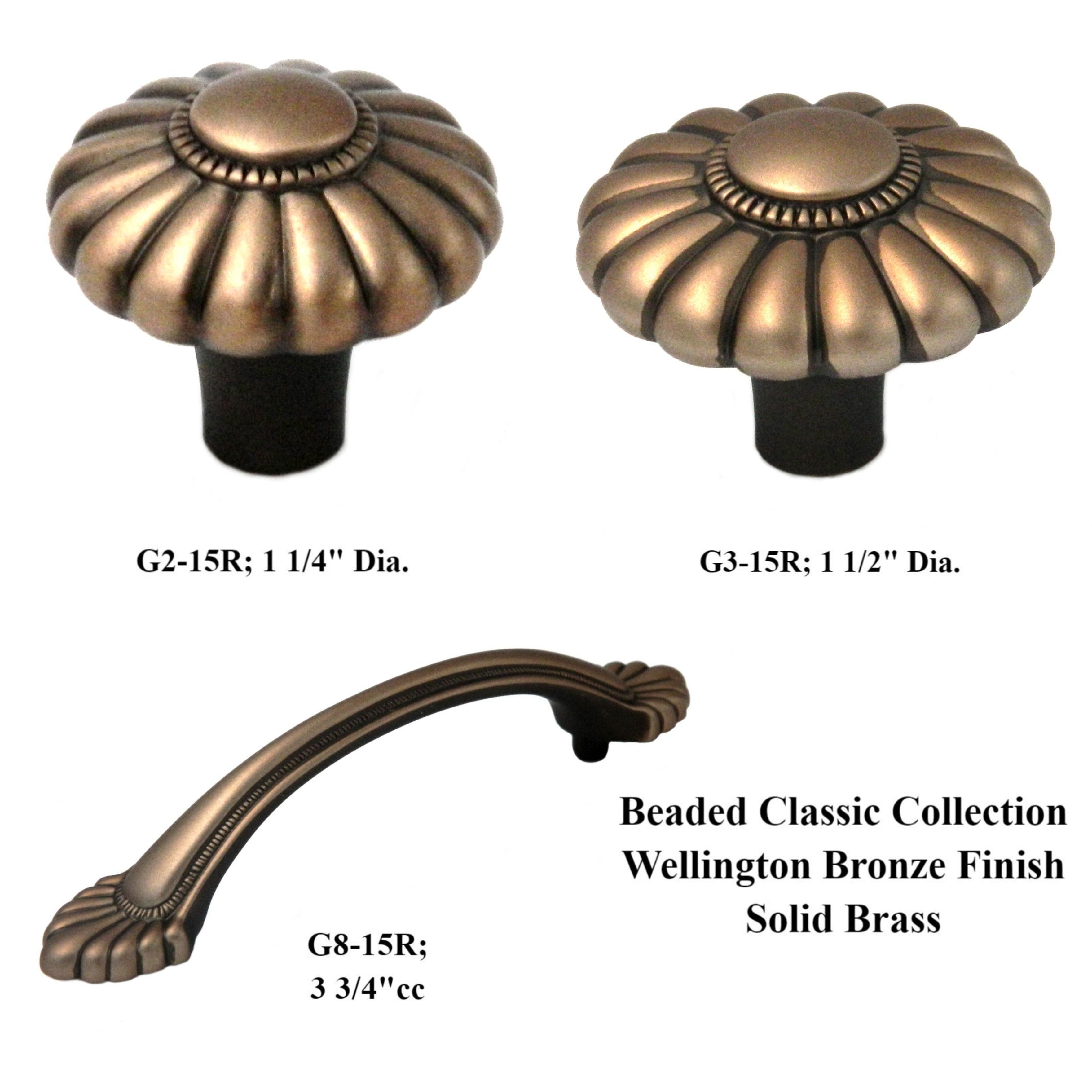 Belwith Keeler Beaded Classic 1 1/2" Wellington Bronce redondo con cuentas de latón macizo perilla de gabinete G3-15R