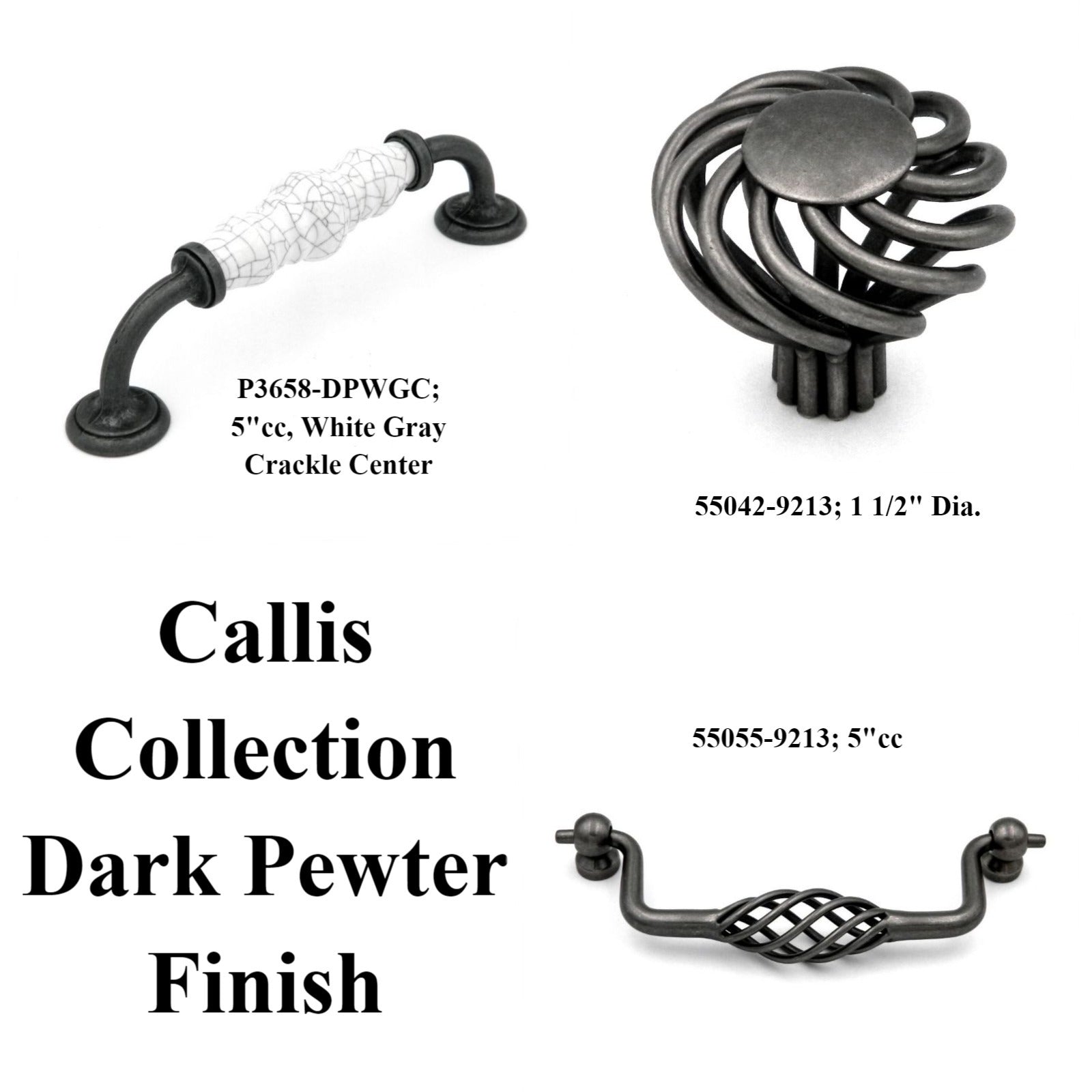 Belwith Hickory Hardware Callis Dark Pewter 5"cc Swing Bail Pull Handle P3657-DP