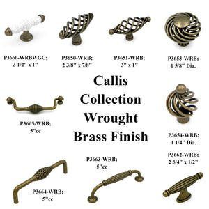 20 Pack Hickory Callis Country P3664-WRB Wrought Brass 5" (128mm)cc Cabinet Handle Pull
