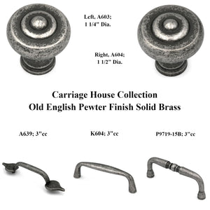 10 Pack Belwith Keeler Carriage House 1 1/2" Old English Pewter Round Solid Brass Cabinet Knob A604