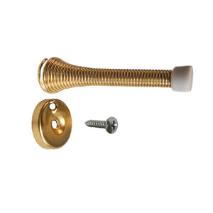 Flexible Spring Door Stopper, 10 Pack, 3 1/4 in. Doorstop, Polished Brass BH2006PB