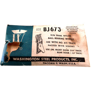 One Pair Vintage Washington Steel Adjustable Bypass Closet Door Hangers BJ673