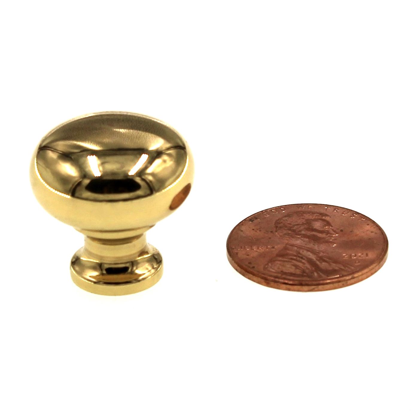 Hickory Hardware Solid Brass Polished Brass 3/4 Small Cabinet Knob BK