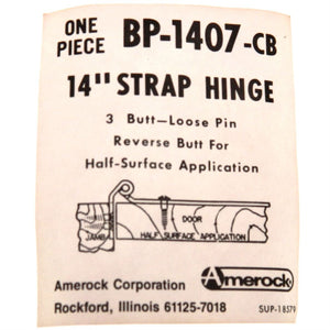 Amerock Colonial Black 14" Strap Hinge Hammered Heart Spade Tip BP1407-CB