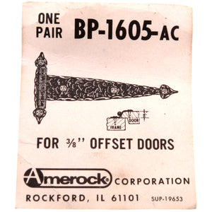 Pair Amerock Antique Copper 6 1/2" Hammered Strap Hinges, 3/8" Offset BP1605-AC