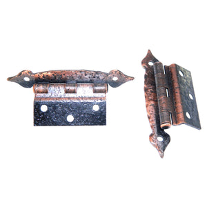 Pair Amerock Antique Copper Hammered, Spade Tip Hinges for Flush Doors BP1640-AC