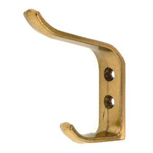 Amerock 2 1/2" Wall-Mounted Coat and Hat Double Hook Polished Brass BP2260-3