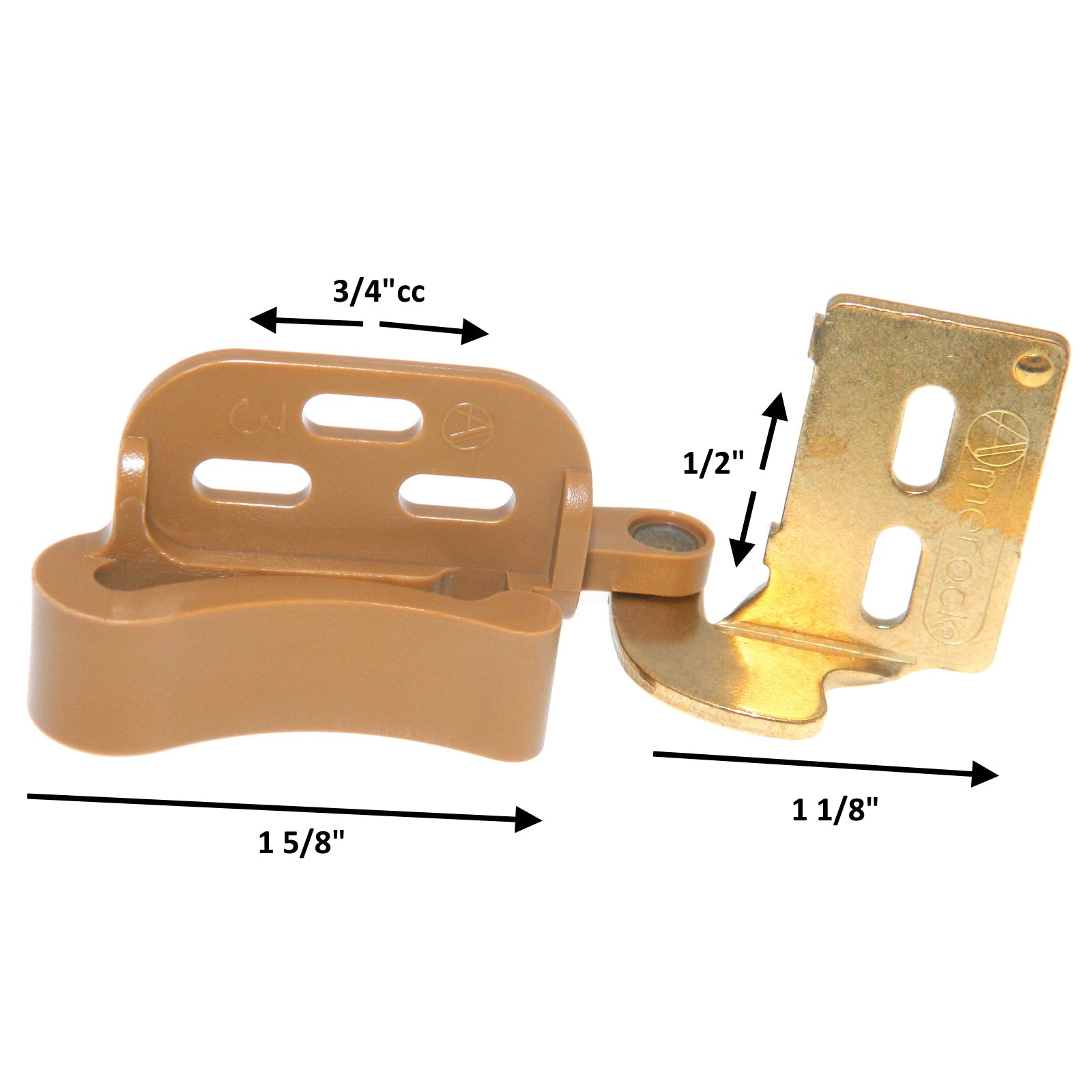 Par de bisagras para cuchillos de gabinete con cierre automático Amerock BP2603-BB de latón de 1/4"