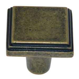 Amerock Manor Weathered Brass 1" Square Cabinet Pull Knob BP26117R2