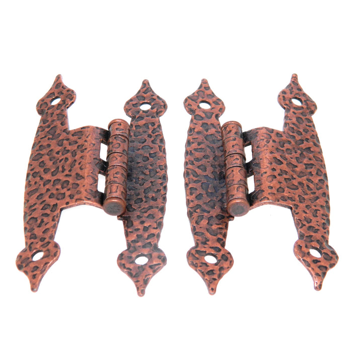 Pair of Amerock Colonial Hammered Antique Copper 3/8" Offset Hinges BP3406-AC