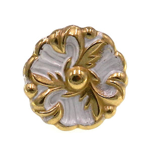 Amerock Provincial Bright Brass, White 1-1/4" Floral Cabinet Knob Pull BP3409-BW