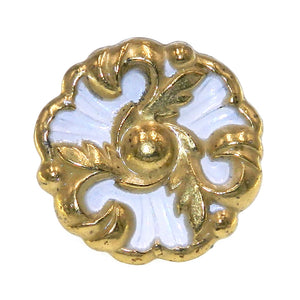 Amerock Provincial Bright Brass, White 1-1/2" Floral Cabinet Knob Pull BP3410-BW