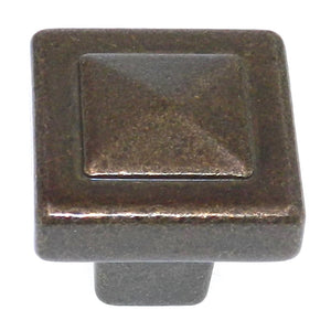Amerock Forgings Rustic Brass 1 1/8" Square Pyramid Top Cabinet Knob BP4429-R3