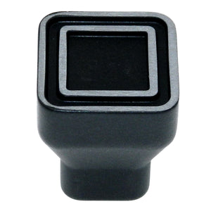 Amerock Polara BP53025SBK - Pomo cuadrado para gabinete (1.0 in), color negro plateado