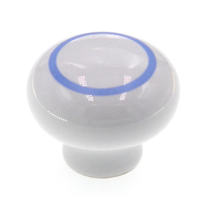 Amerock Ceramics BP5321-BC - Pomo redondo para gabinete, color blanco, 1 3/16 pulgadas, con círculo azul