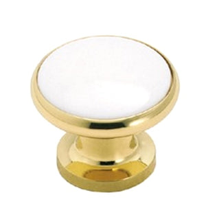 Amerock 1 1/4" Polished Brass Round Cabinet Solid Brass Knob BP5526-WH3