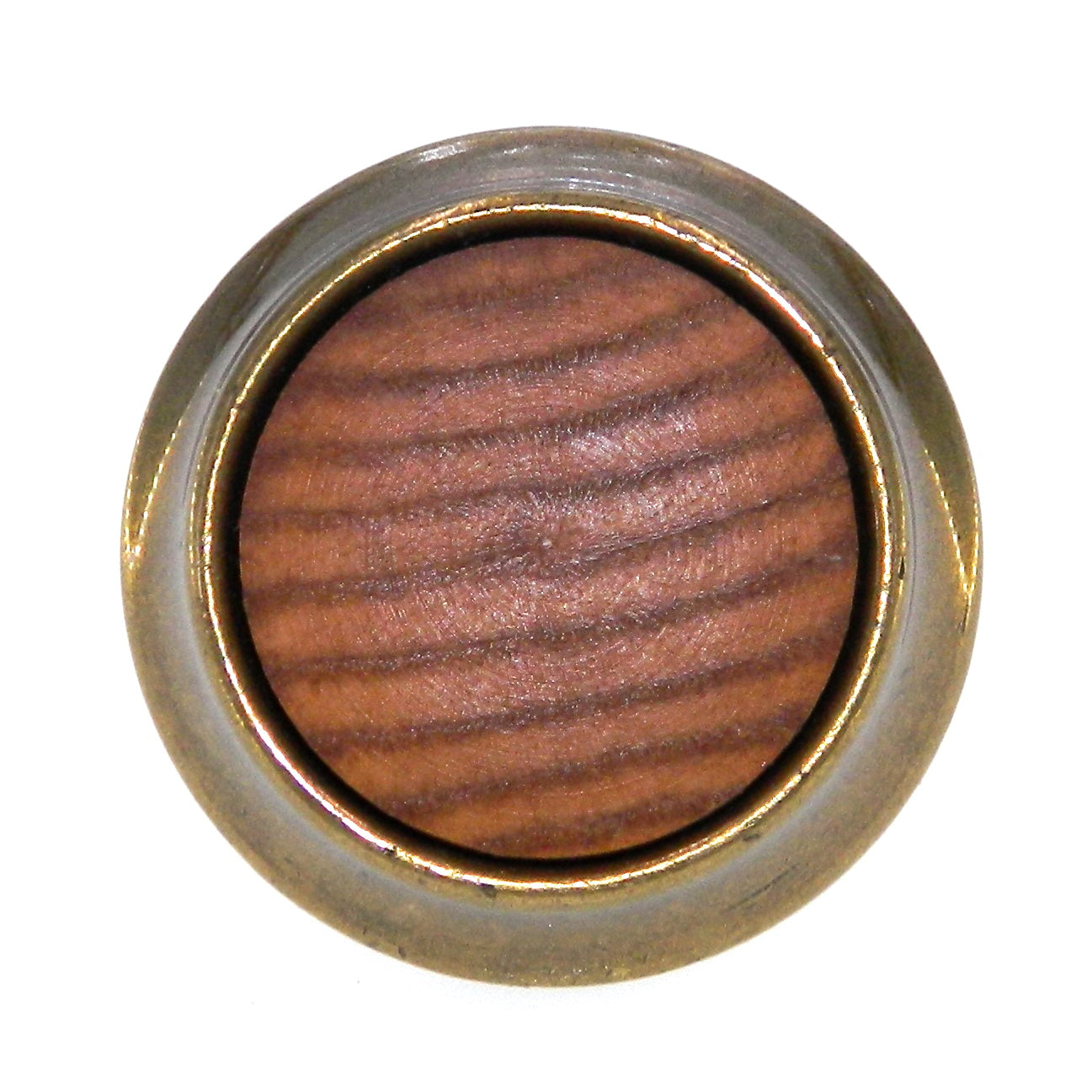 Vintage Amerock Tribute Burnished Brass and Wood 1 1/4" Cabinet Knob BP651-FWD