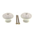 Pair of Amerock BP707-30 White 1 3/8" Ceramic Cabinet Knob Pulls with Brass Stem