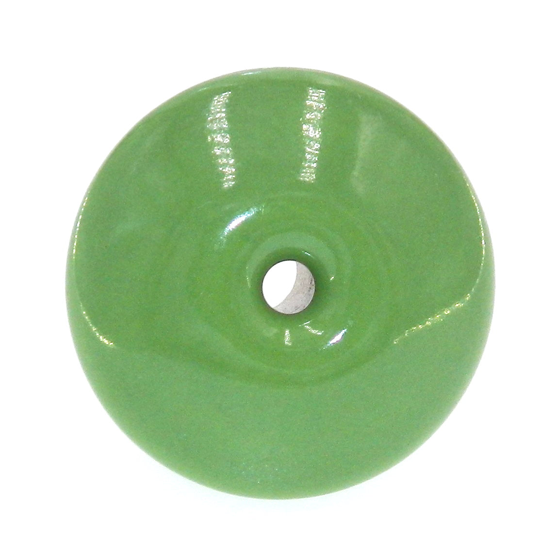 Vintage Amerock BP707-GN Green 1 1/4" Ceramic Cabinet Knob with Brass Screw